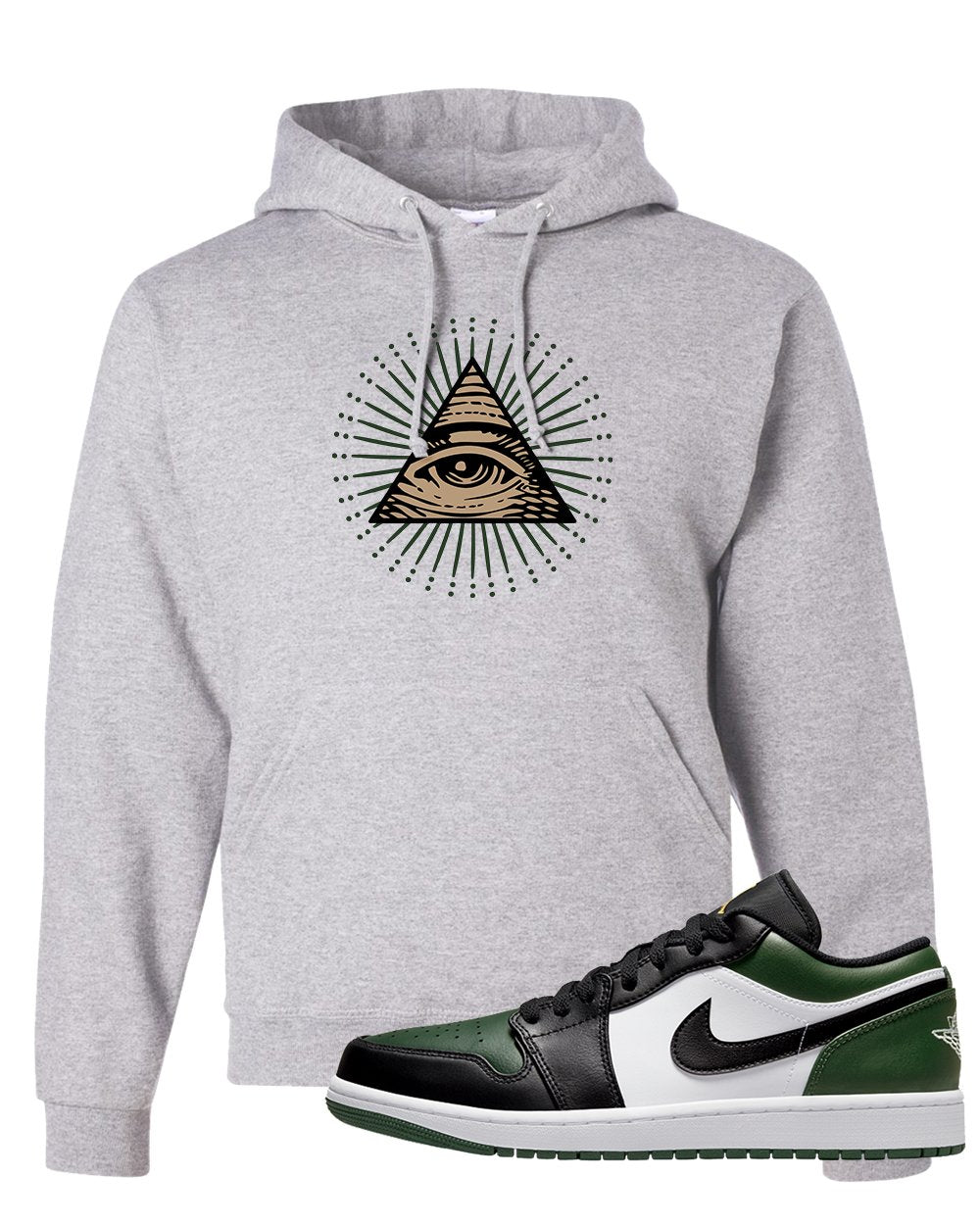 Green Toe Low 1s Hoodie | All Seeing Eye, Ash