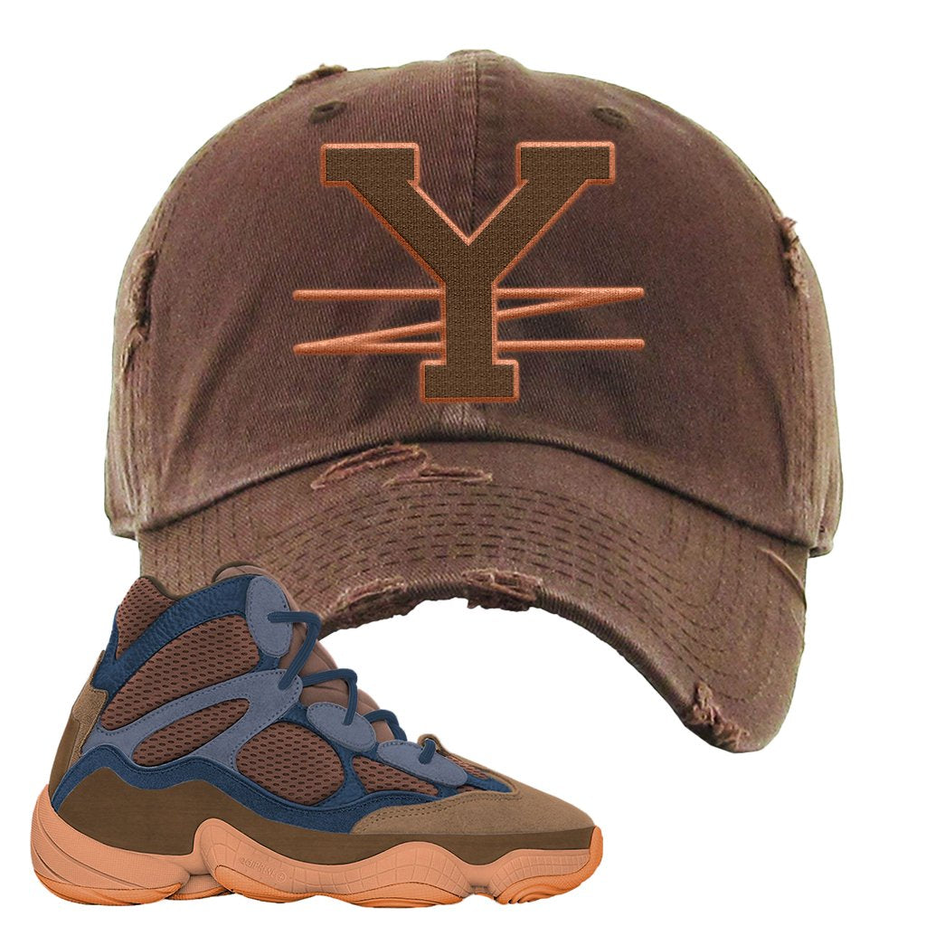 Yeezy 500 High Tactile Distressed Dad Hat | YZ, Brown