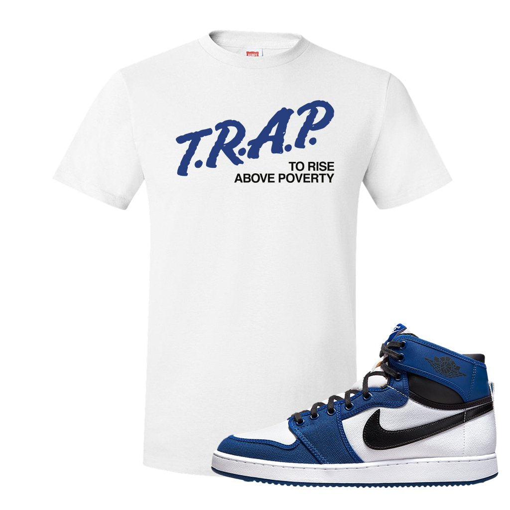 KO Storm Blue 1s T Shirt | Trap To Rise Above Poverty, White