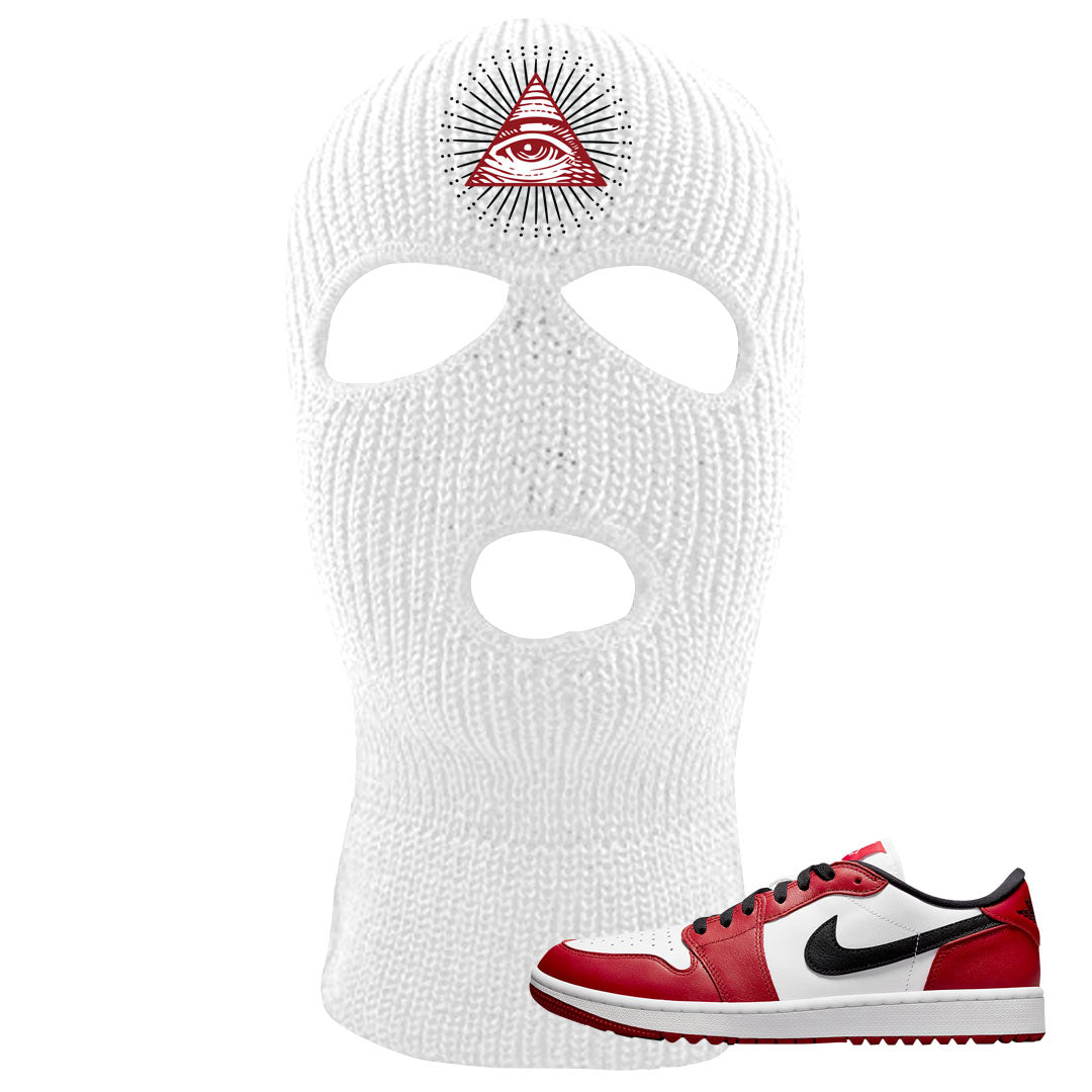 Chicago Golf Low 1s Ski Mask | All Seeing Eye, White