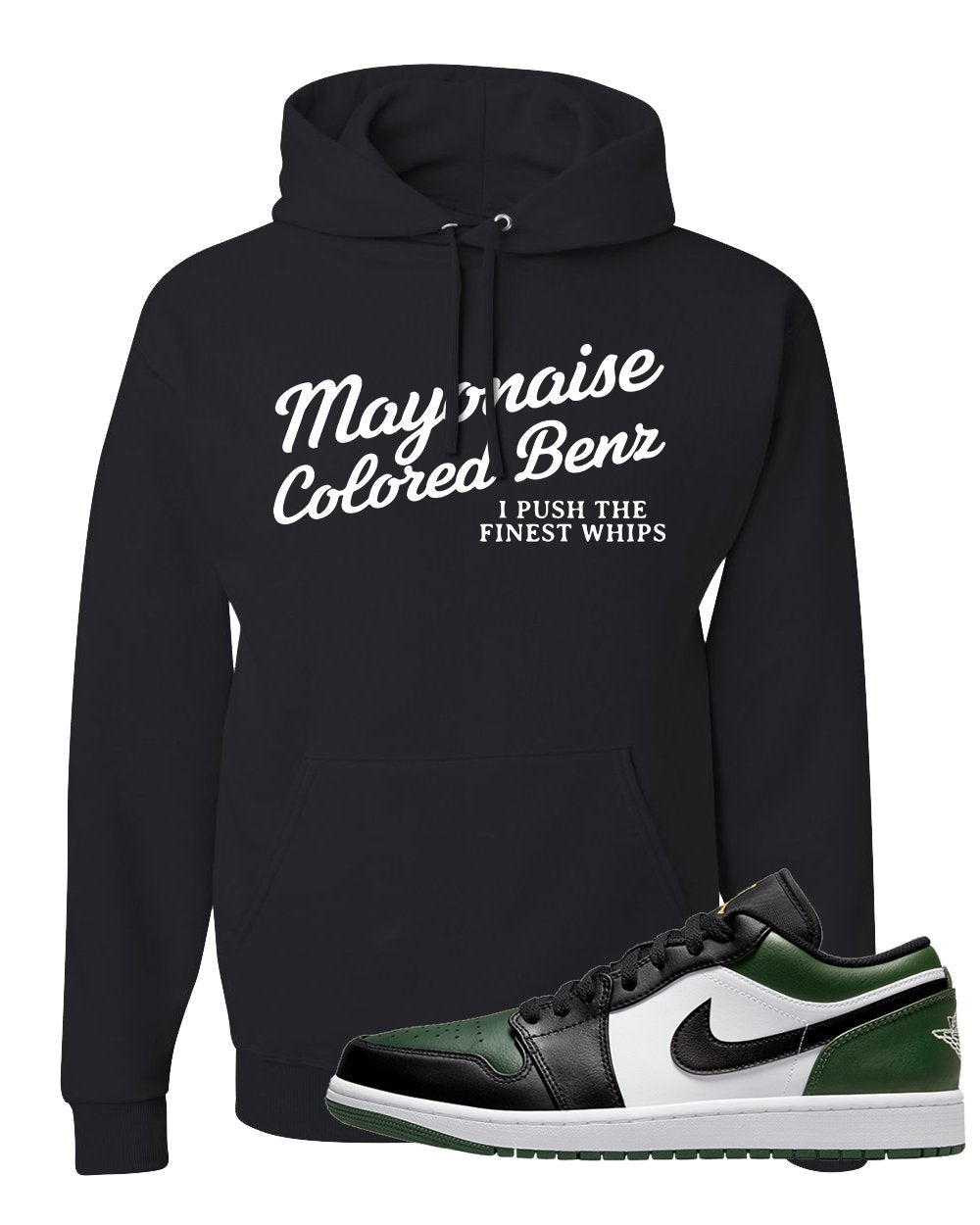 Green Toe Low 1s Hoodie | Mayonaise Colored Benz, Black