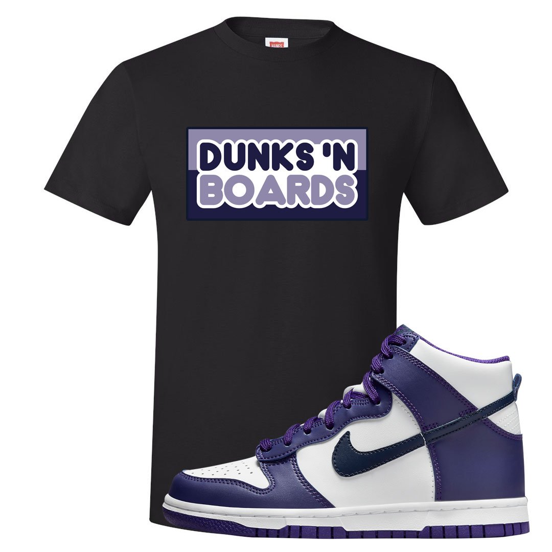 Court Purple High Dunks T Shirt | Dunks N Boards, Black