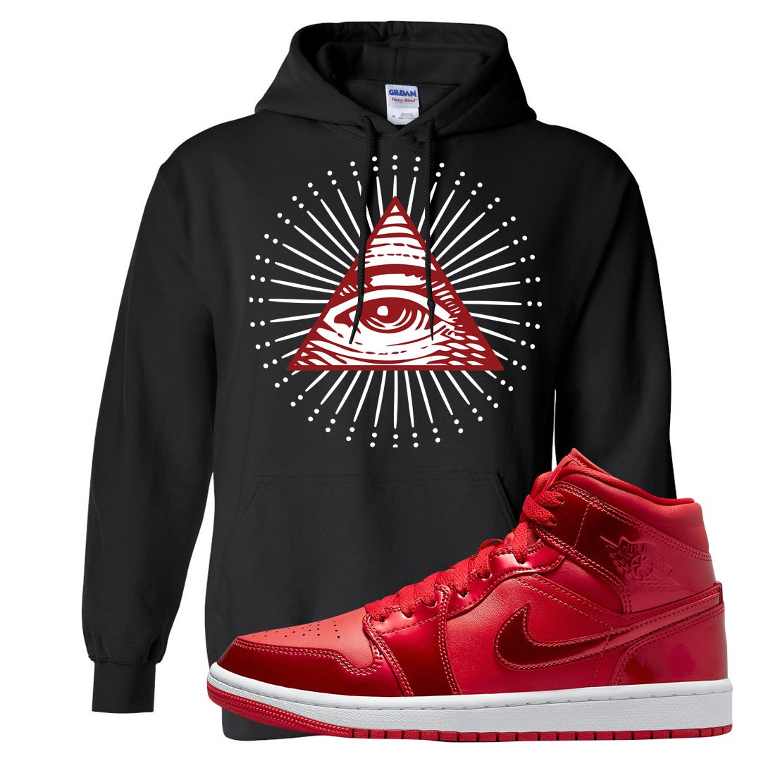 University Red Pomegranate Mid 1s Hoodie | All Seeing Eye, Black