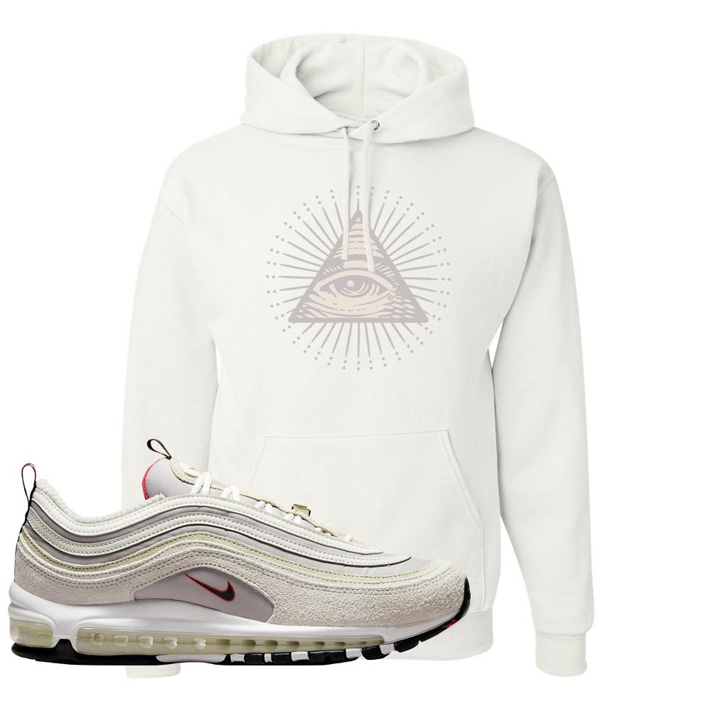 First Use Suede 97s Hoodie | All Seeing Eye, White