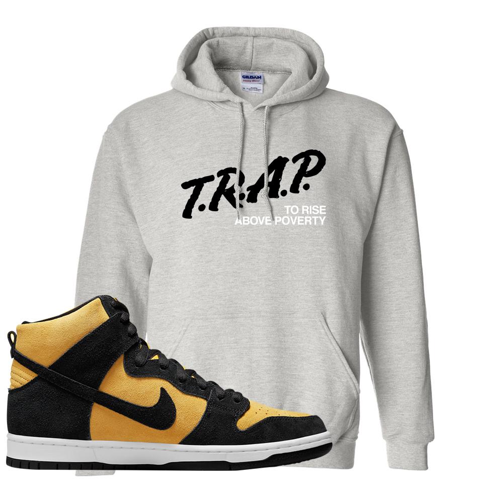 Reverse Goldenrod High Dunks Hoodie | Trap To Rise Above Poverty, Ash