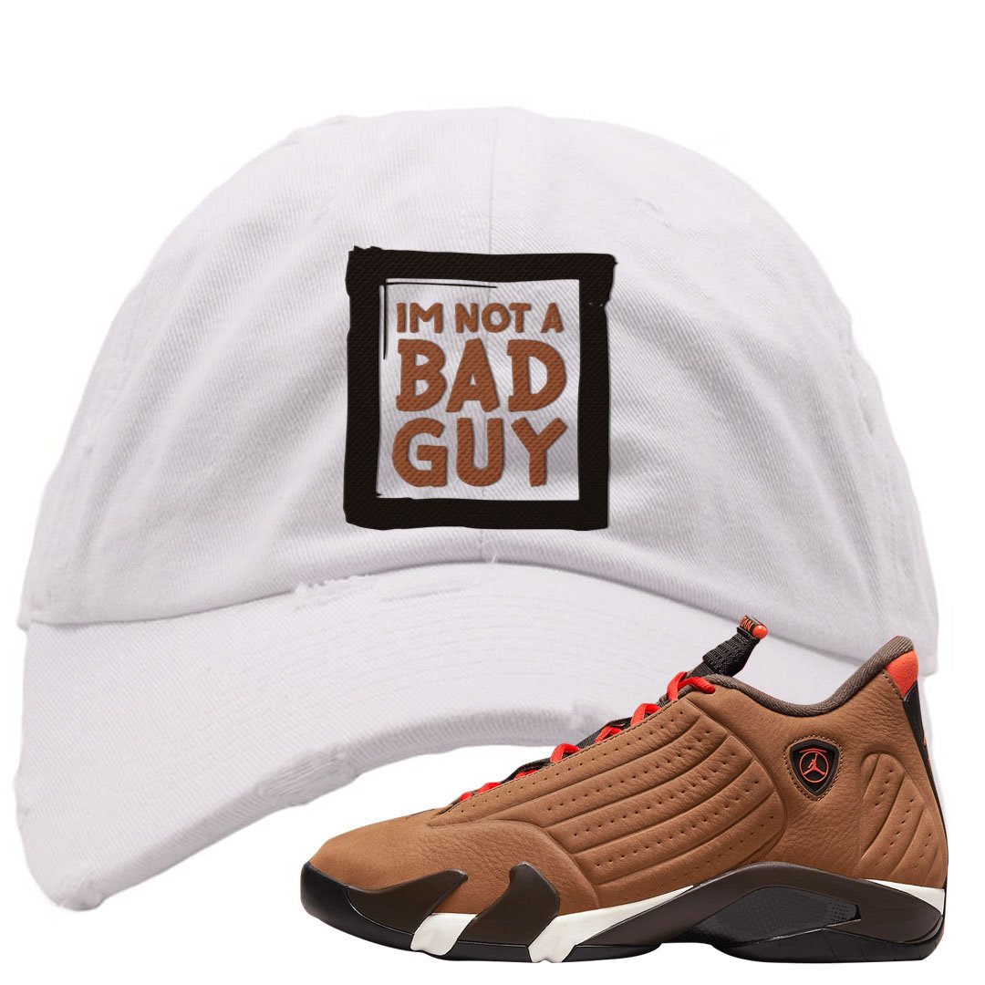 Winterized 14s Distressed Dad Hat | I'm Not A Bad Guy, White