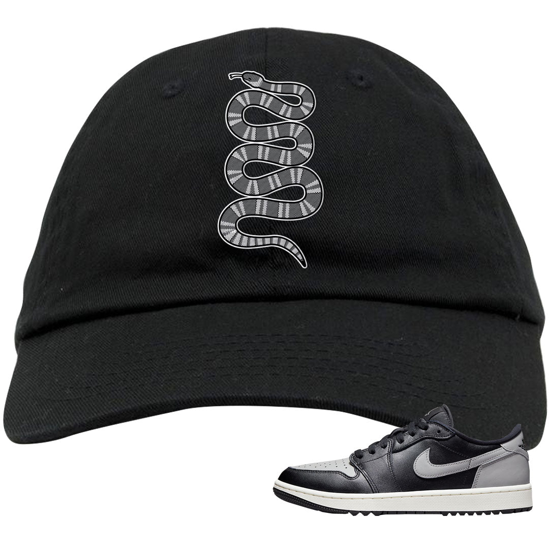 Shadow Golf Low 1s Dad Hat | Coiled Snake, Black