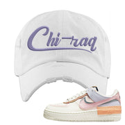 Sail Pink Glaze Orange Chalk 1s Distressed Dad Hat | Chiraq, White
