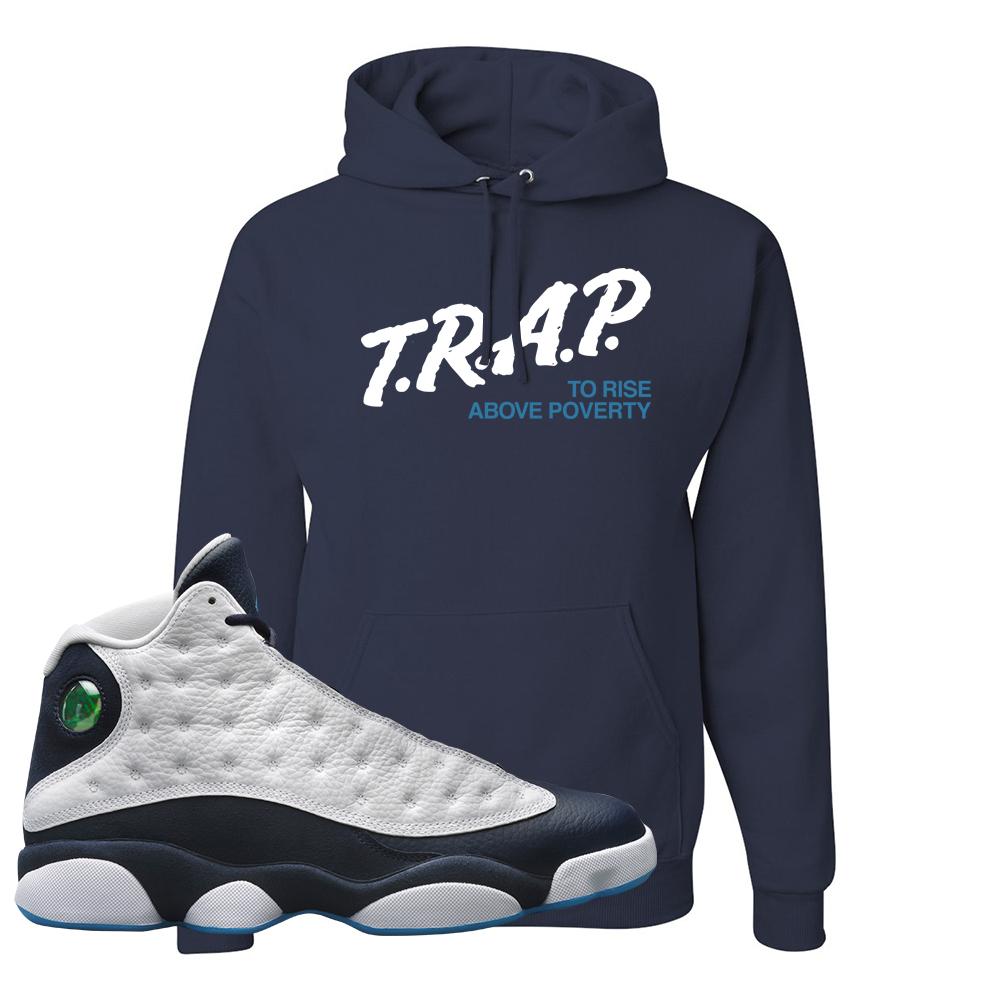 Obsidian 13s Hoodie | Trap To Rise Above Poverty, Navy Blue