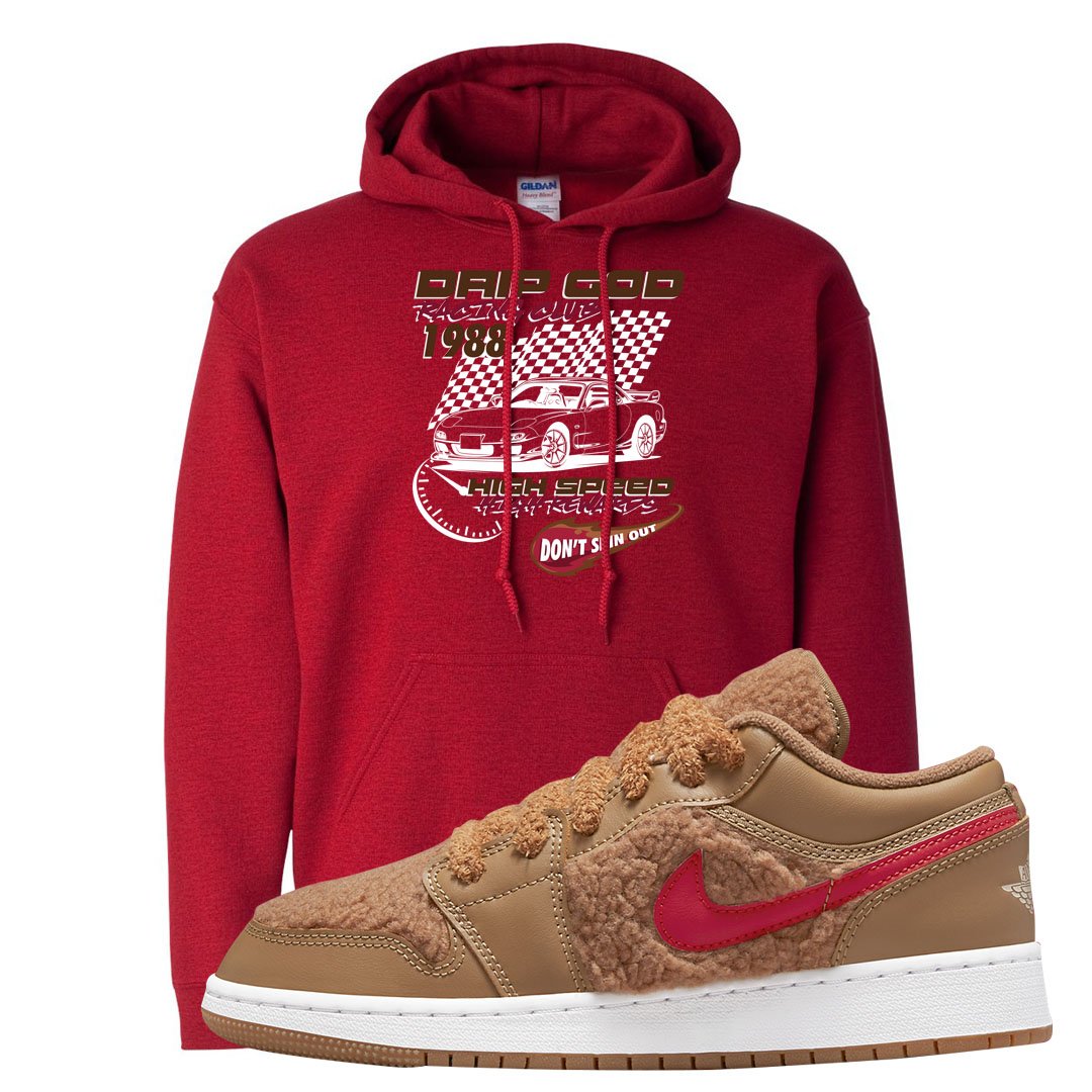 Teddy Bear Low 1s Hoodie | Drip God Racing Club, Red