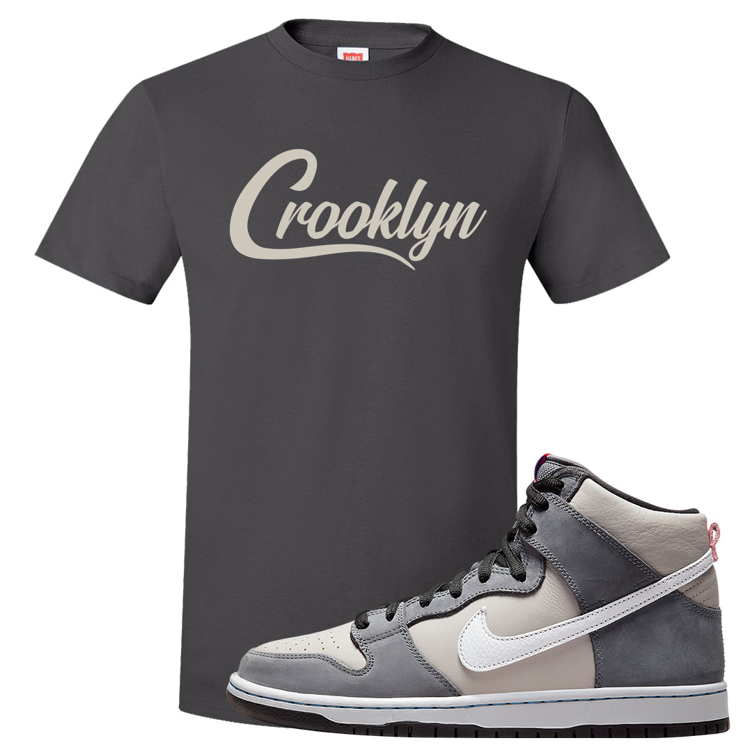 Medium Grey High Dunks T Shirt | Crooklyn, Smoke Grey
