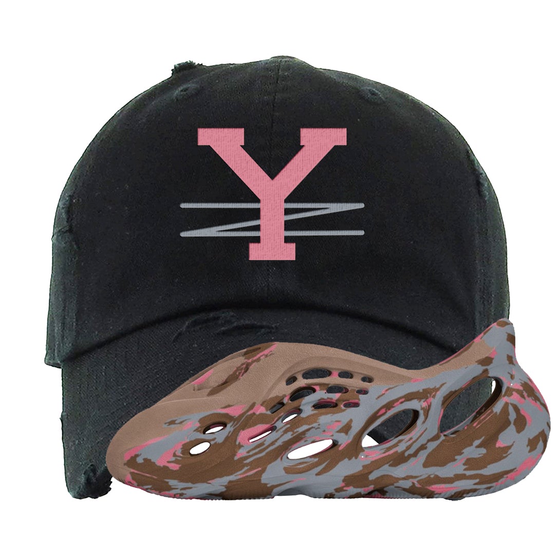 MX Sand Grey Foam Runners Distressed Dad Hat | YZ, Black