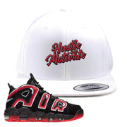 Air More Uptempo Laser Crimson Hustle & Motivate White Sneaker Hook Up Snapback Hat