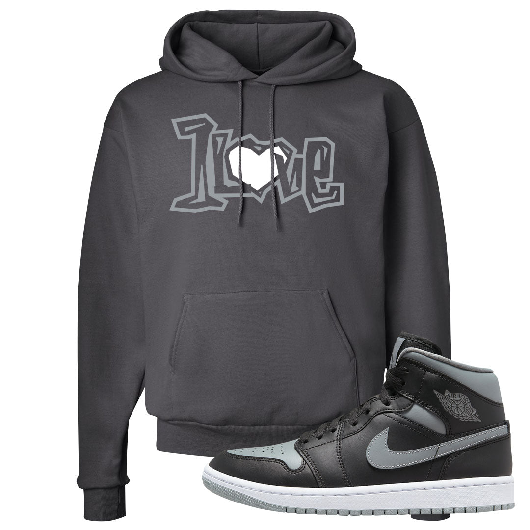 Alternate Shadow Mid 1s Hoodie | 1 Love, Smoke Grey