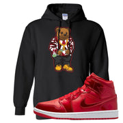 University Red Pomegranate Mid 1s Hoodie | Sweater Bear, Black