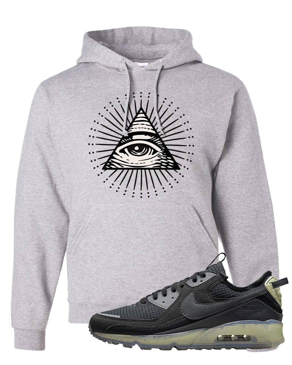 Terrascape Lime Ice 90s Hoodie | All Seeing Eye, Ash