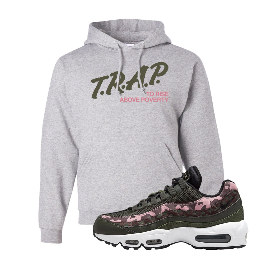 Olive Pink Camo 95s Hoodie | Trap To Rise Above Poverty, Ash