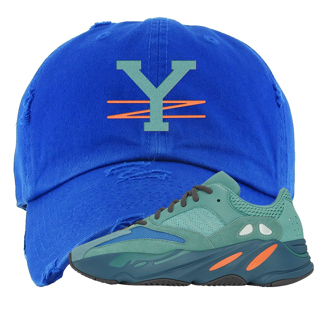 Faded Azure 700s Distressed Dad Hat | YZ, Royal