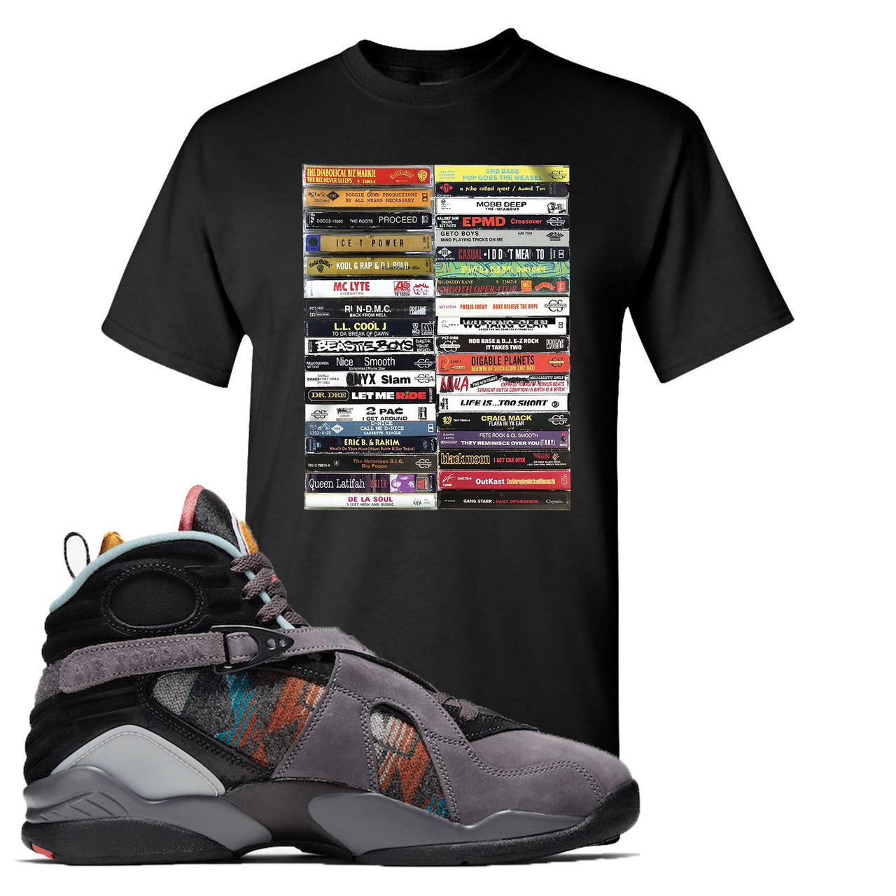 Jordan 8 N7 Pendleton Cassette Black Sneaker Hook Up T-Shirt