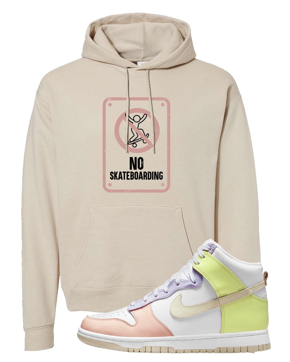 Cashmere High Dunks Hoodie | No Skating Sign, Sand