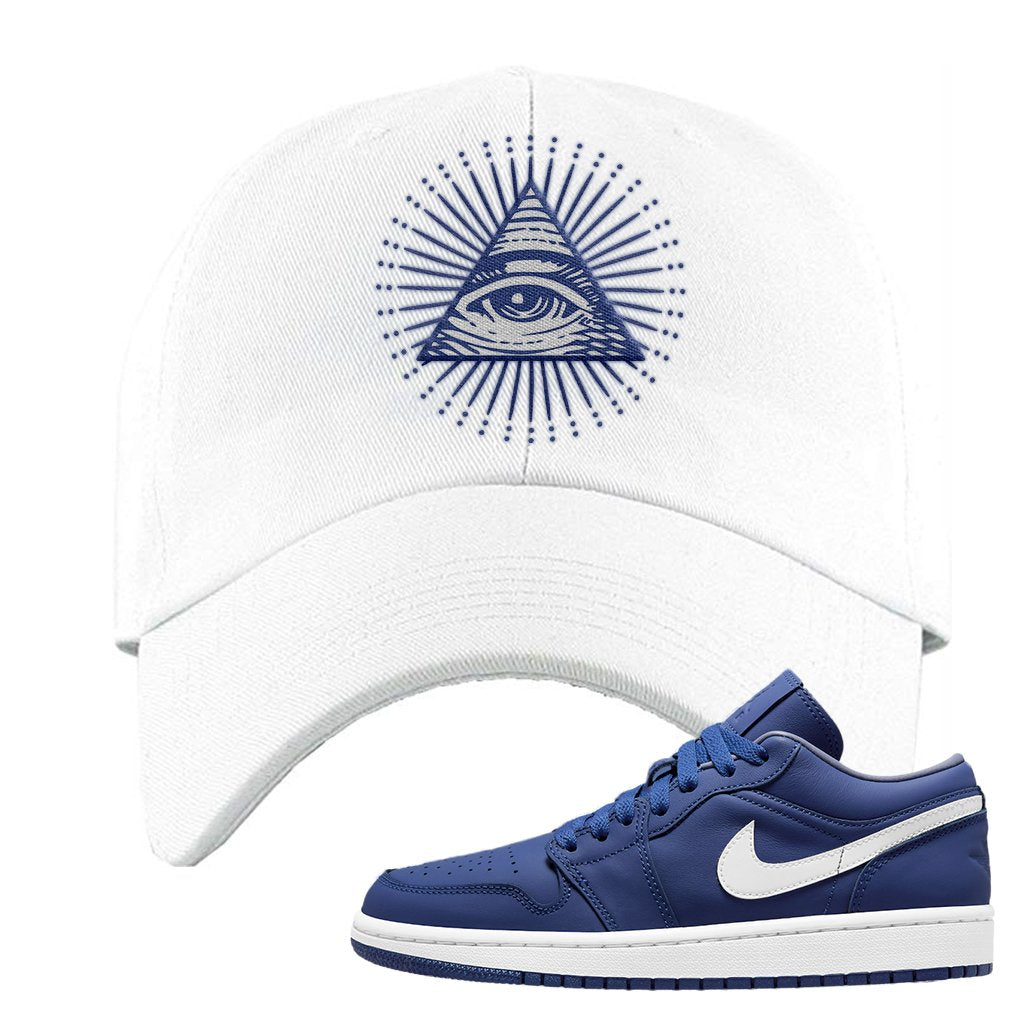 WMNS Dusty Blue Low 1s Dad Hat | All Seeing Eye, White