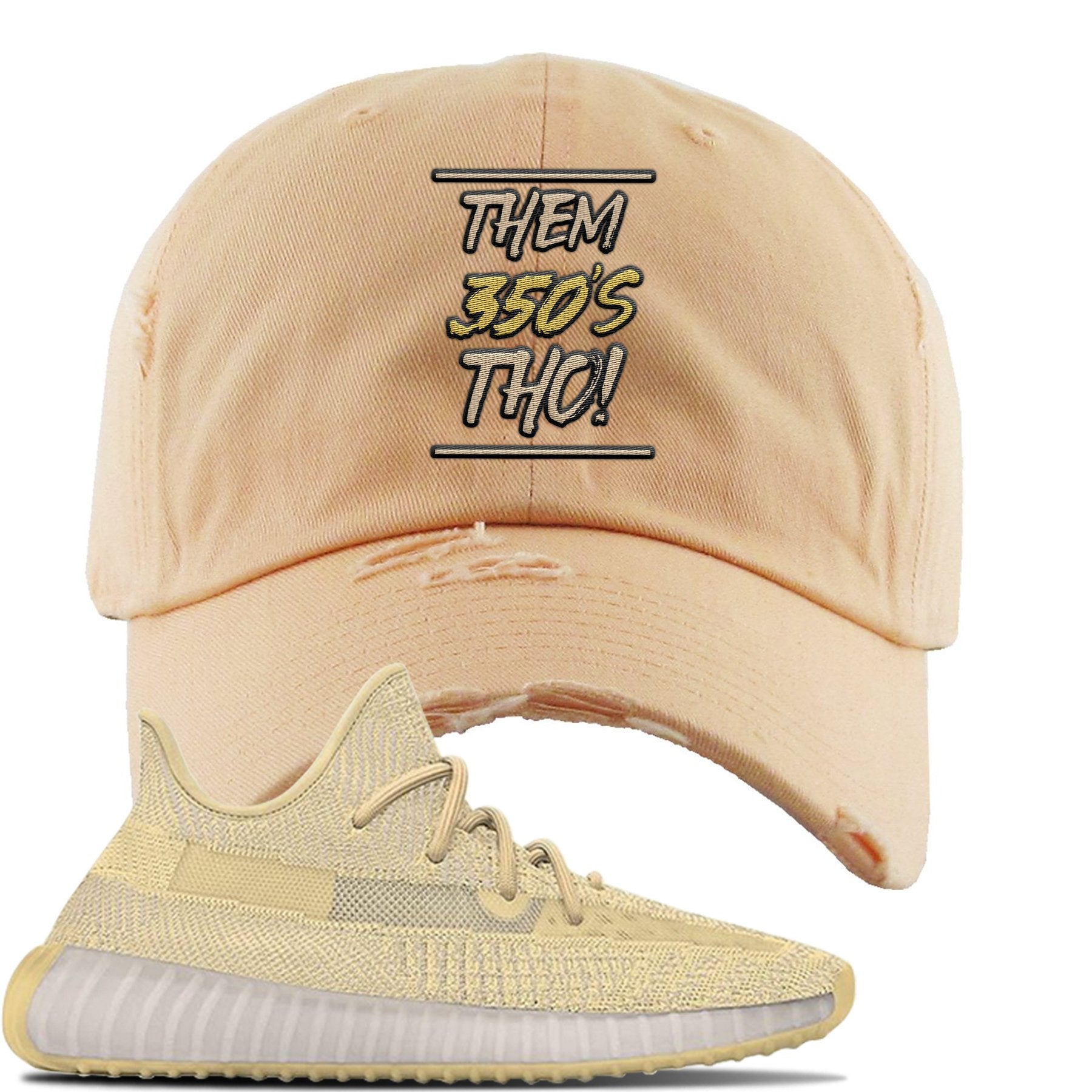 Flax v2 350s Distressed Dad Hat | Them 350's Tho, Peach