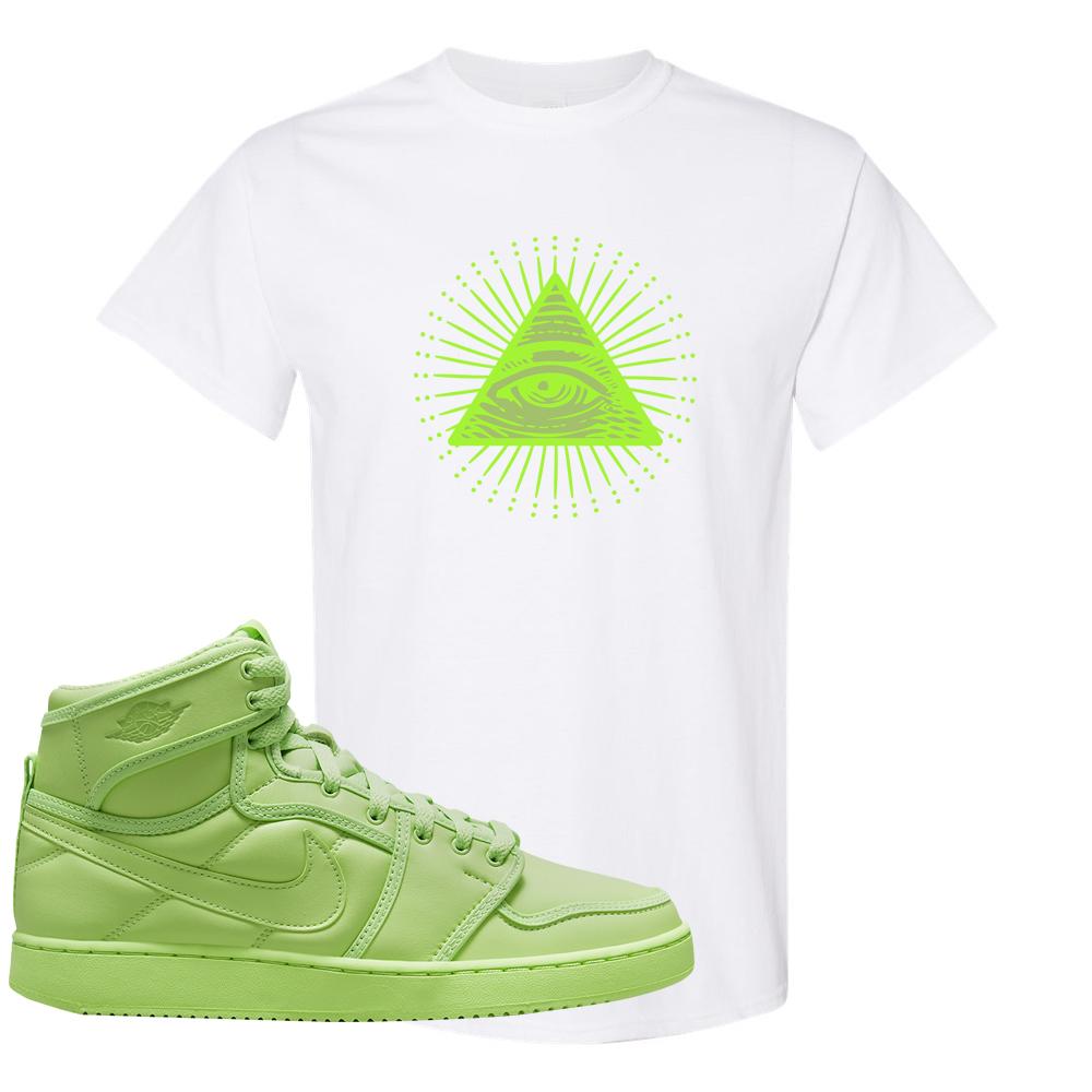 Neon Green KO 1s T Shirt | All Seeing Eye, White