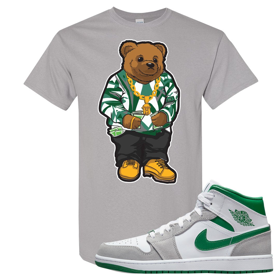 Light Smoke Pine Green Mid 1s T Shirt | Sweater Bear, Gravel