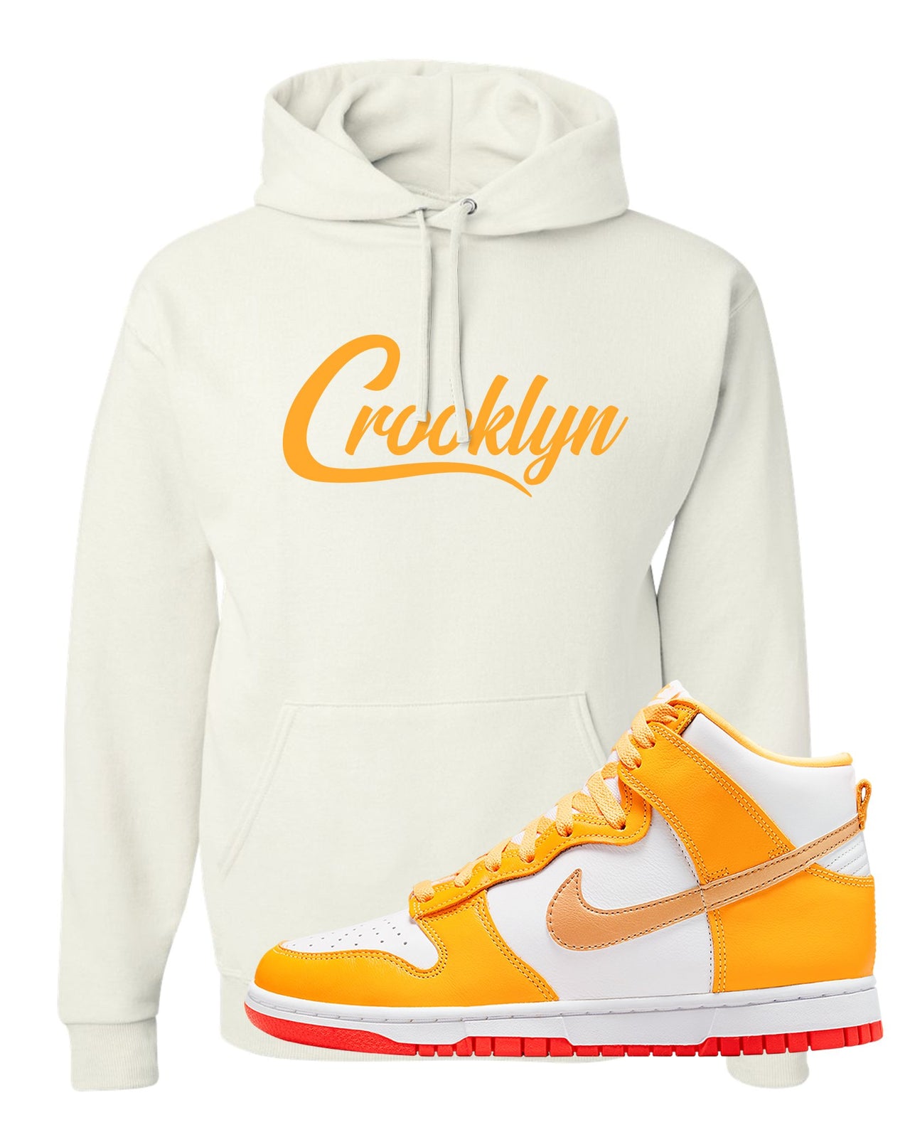 Yellow Gold Orange High Dunks Hoodie | Crooklyn, White