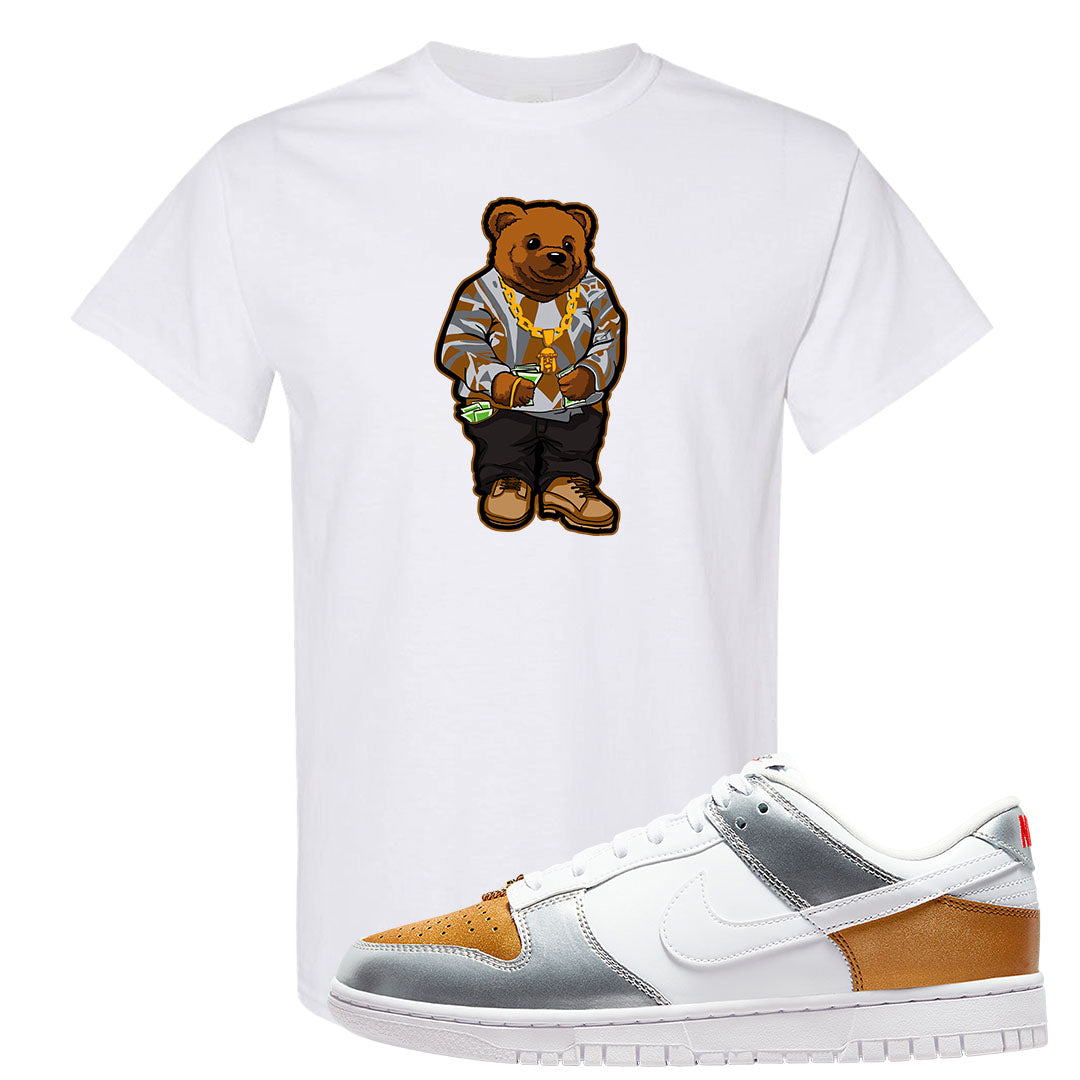 Gold Silver Red Low Dunks T Shirt | Sweater Bear, White
