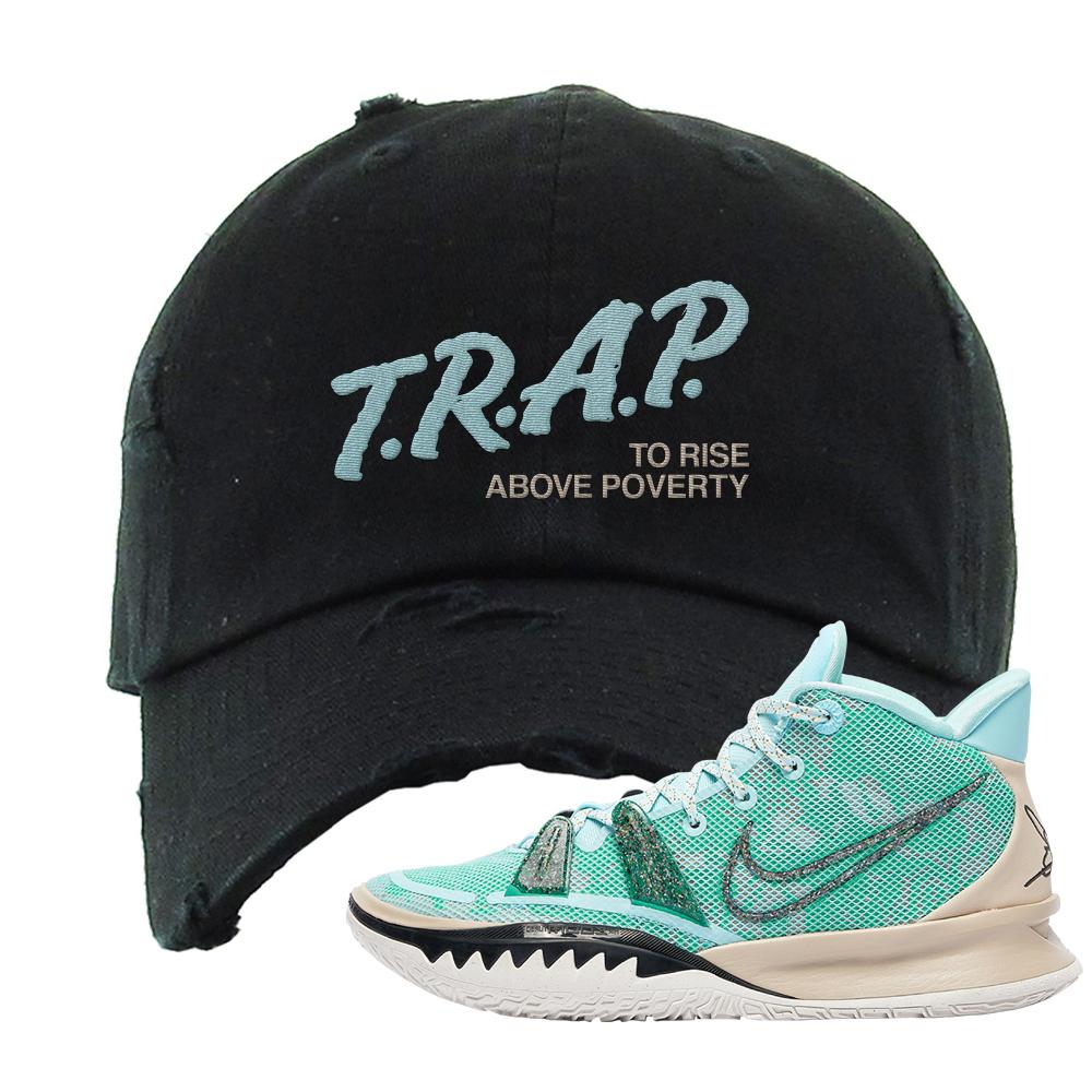 Copa 7s Distressed Dad Hat | Trap To Rise Above Poverty, Black