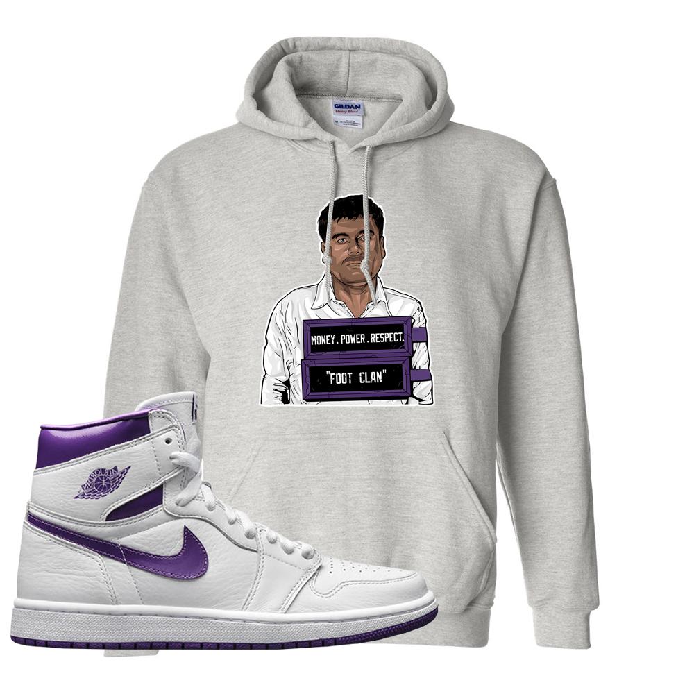 Air Jordan 1 Metallic Purple Hoodie | El Chapo Illustration, Ash