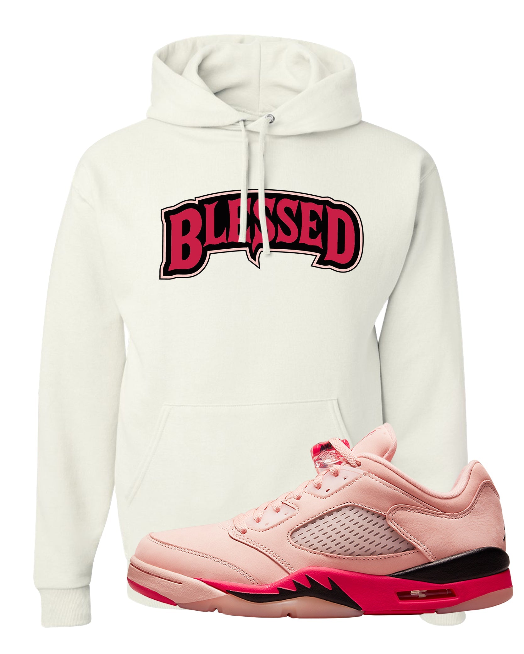 Arctic Pink Low 5s Hoodie | Blessed Arch, White