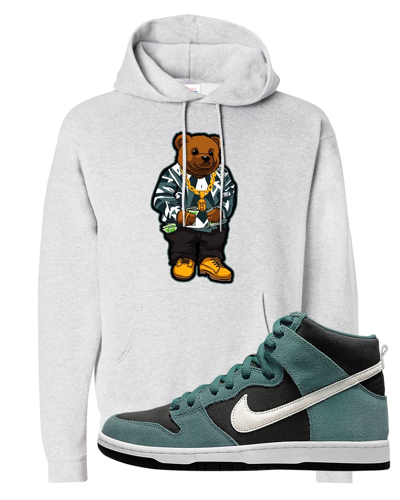 Green Suede High Dunks Hoodie | Sweater Bear, Ash