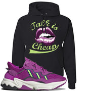Ozweego Vivid Pink Sneaker Black Pullover Hoodie | Hoodie to match Adidas Ozweego Vivid Pink Shoes | Talk is Cheap