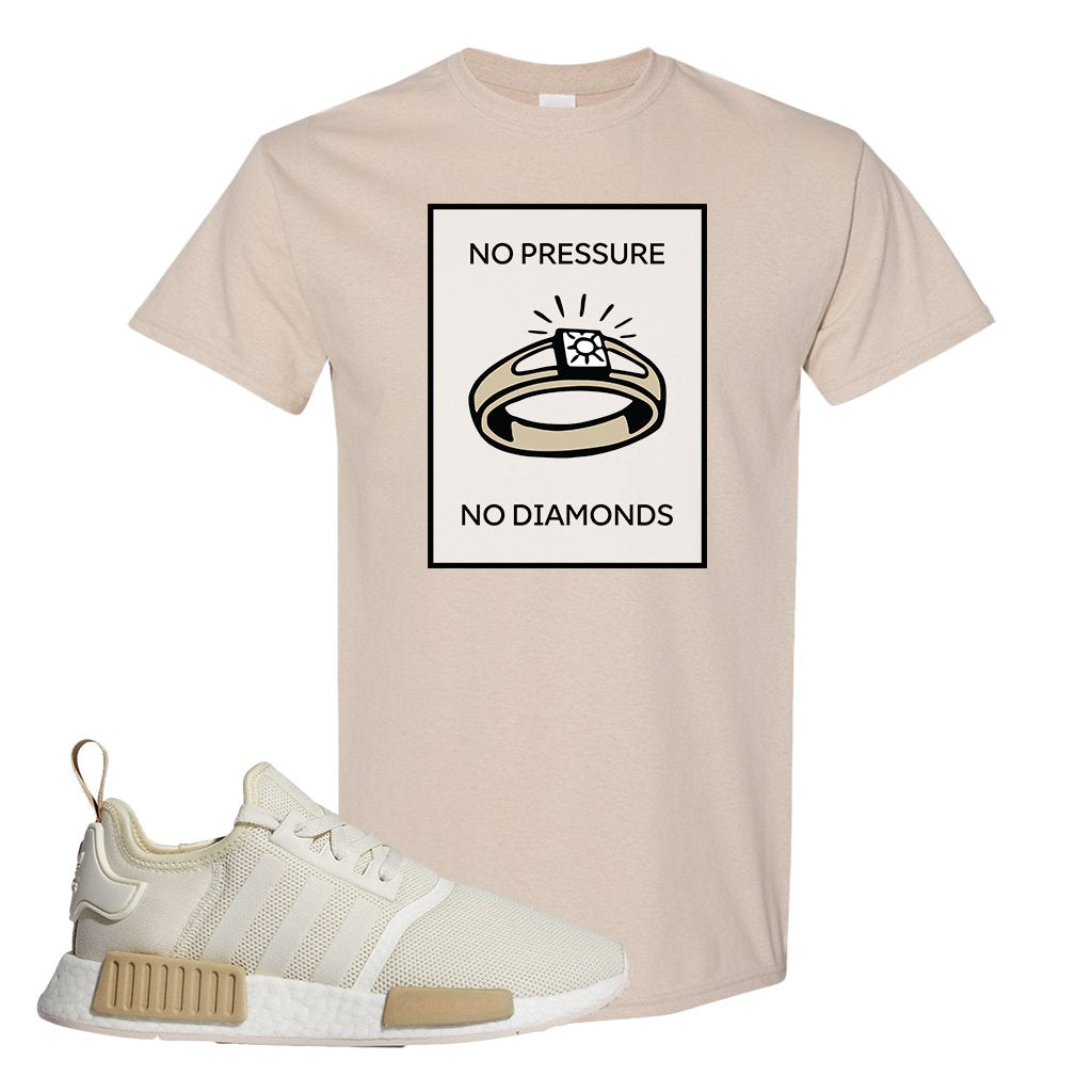 NMD R1 Chalk White Sneaker Sand T Shirt | Tees to match Adidas NMD R1 Chalk White Shoes | No Pressure No Diamond