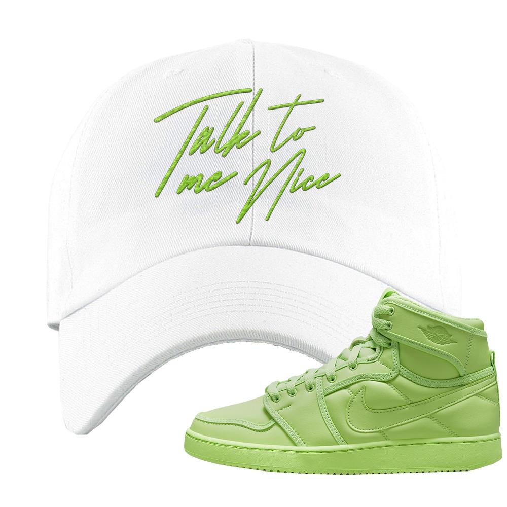 Neon Green KO 1s Dad Hat | Talk To Me Nice, White