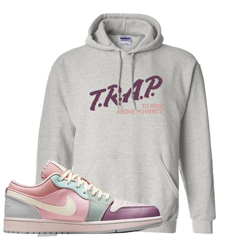 Air Jordan 1 Low Pastel Hoodie | Trap To Rise Above Poverty, Ash