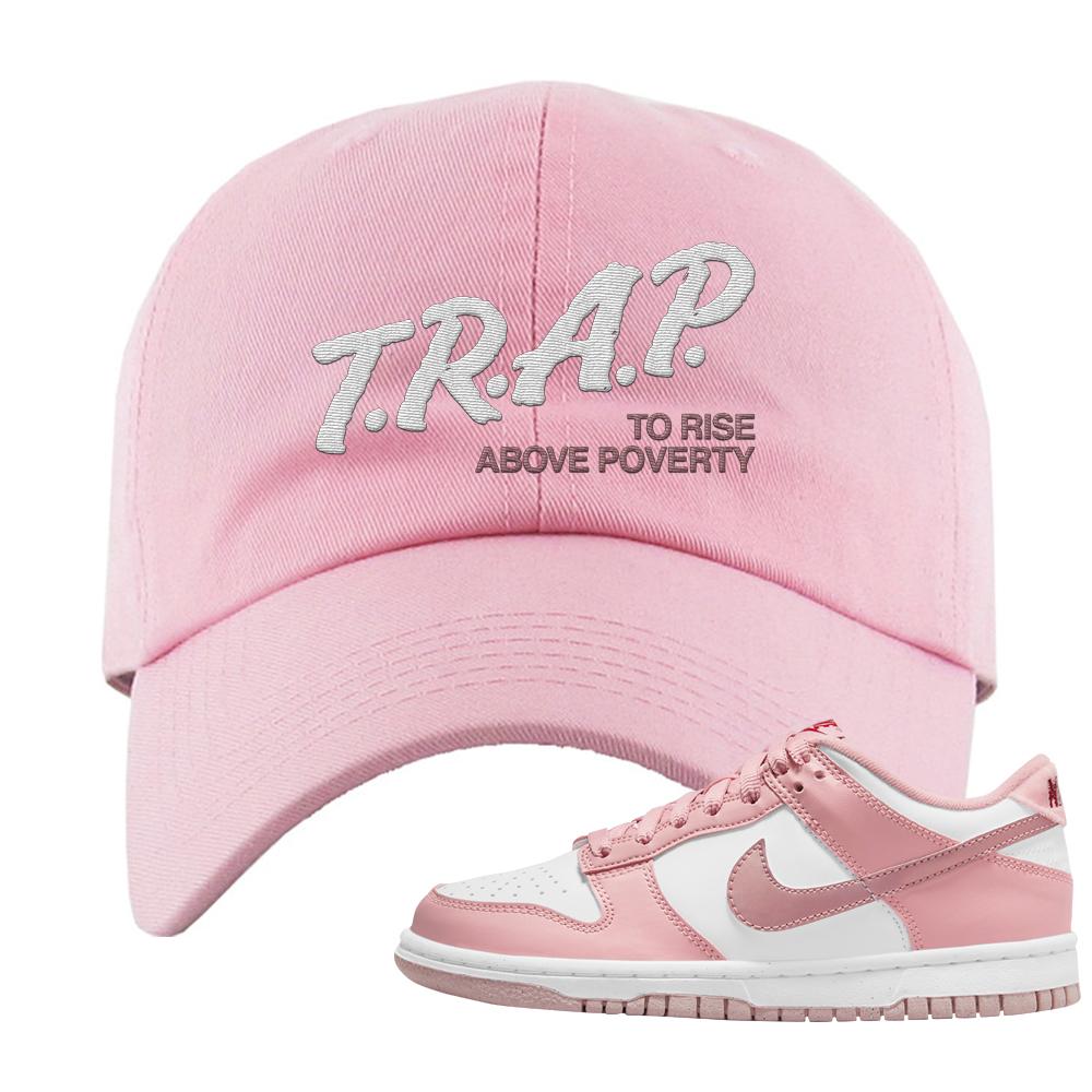 Pink Velvet Low Dunks Dad Hat | Trap To Rise Above Poverty, Light Pink