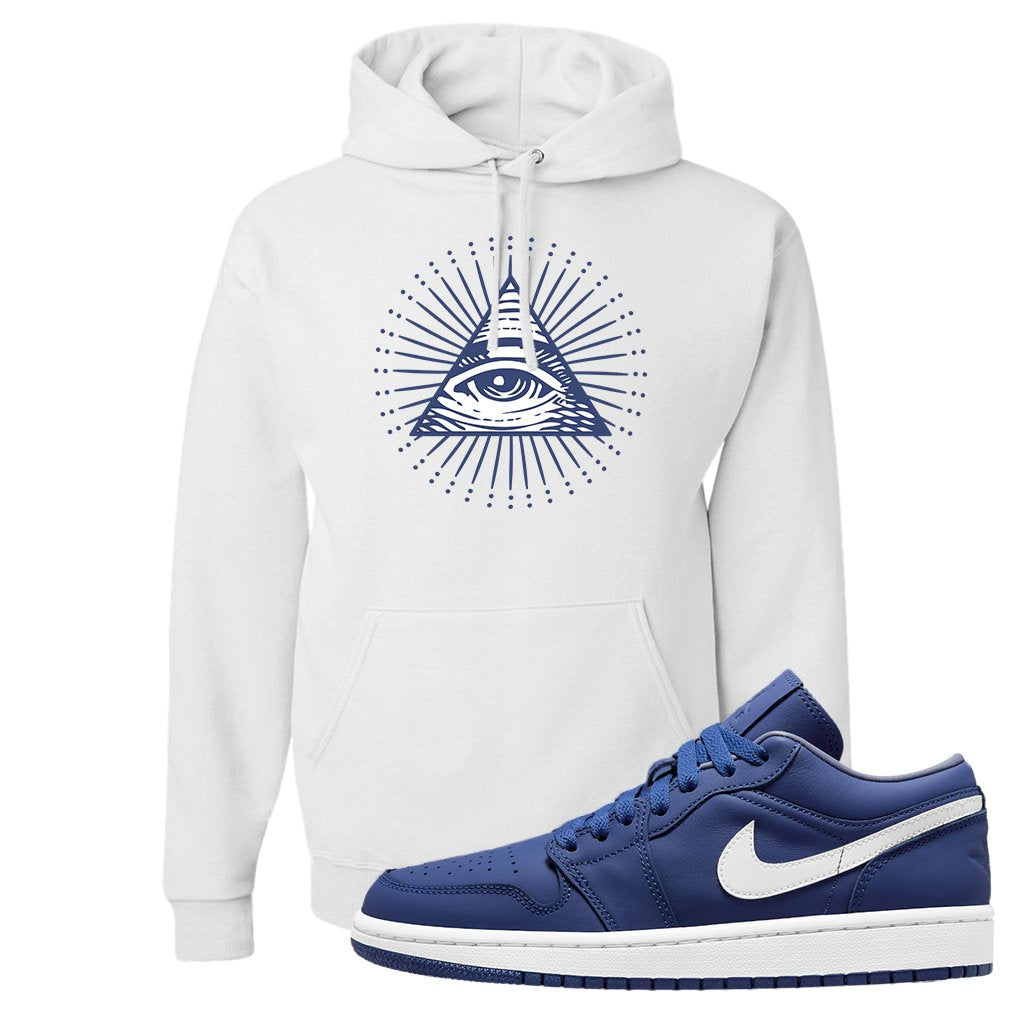 WMNS Dusty Blue Low 1s Hoodie | All Seeing Eye, White