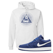 WMNS Dusty Blue Low 1s Hoodie | All Seeing Eye, White