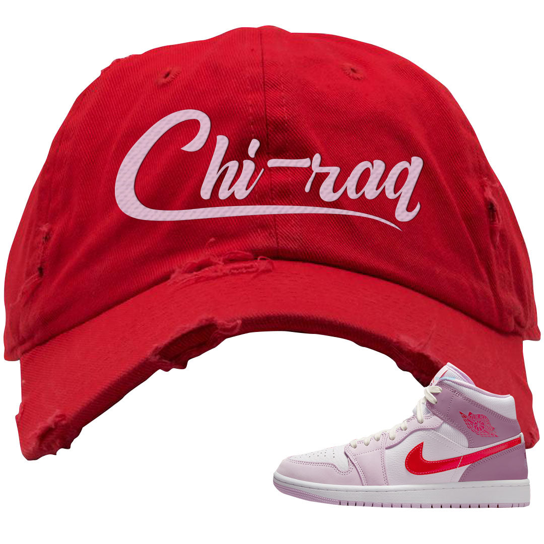 Valentine's Day Mid 1s Distressed Dad Hat | Chiraq, Red