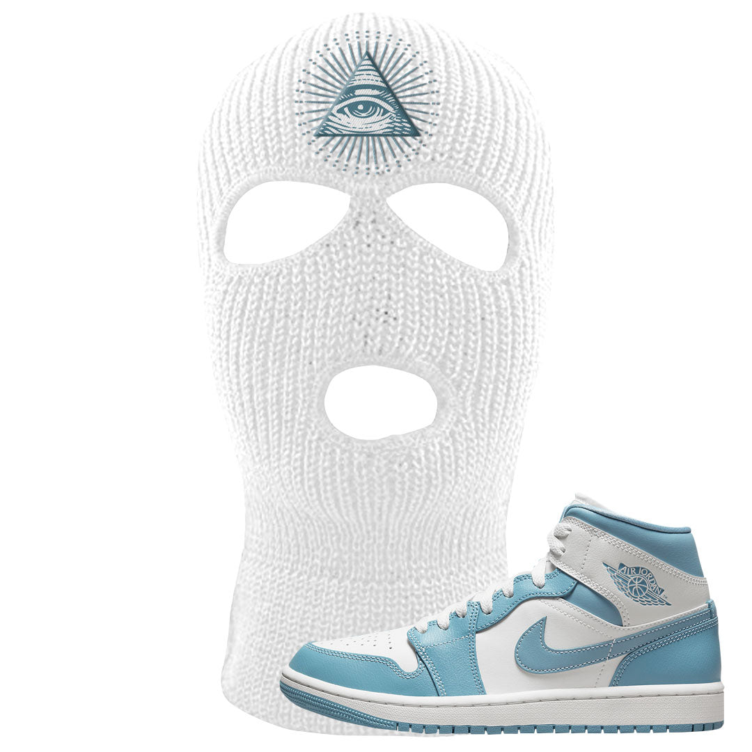 University Blue Mid 1s Ski Mask | All Seeing Eye, White
