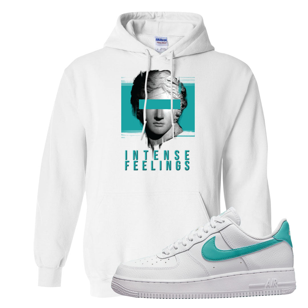 Washed Teal Low 1s Hoodie | Intense Feelings, White