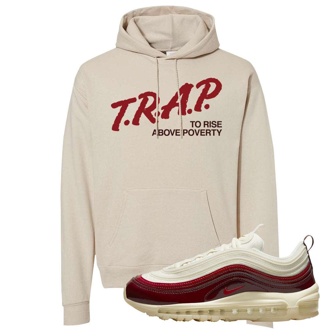 Dark Beetroot 97s Hoodie | Trap To Rise Above Poverty, Sand