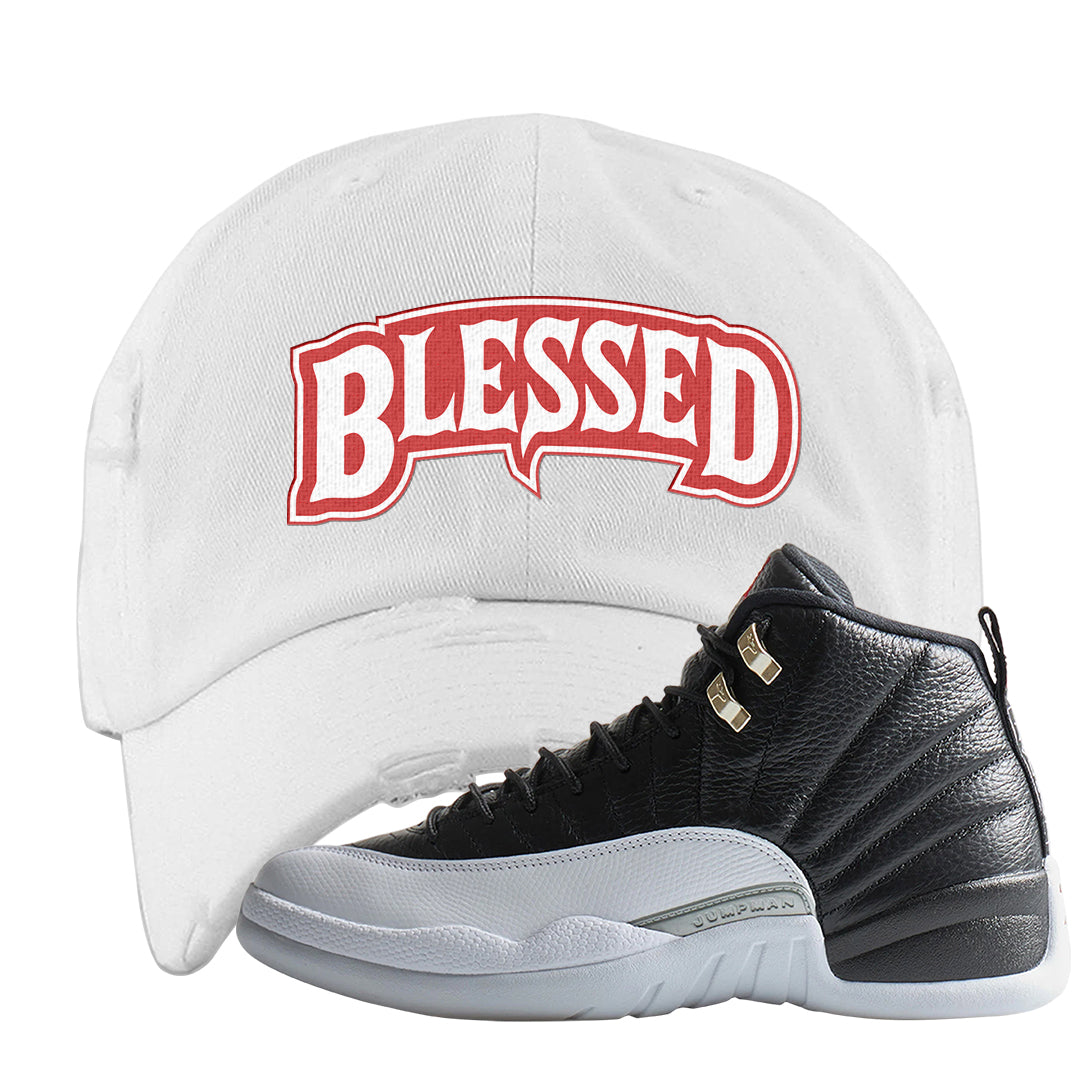 Playoff 12s Distressed Dad Hat | Blessed Arch, White