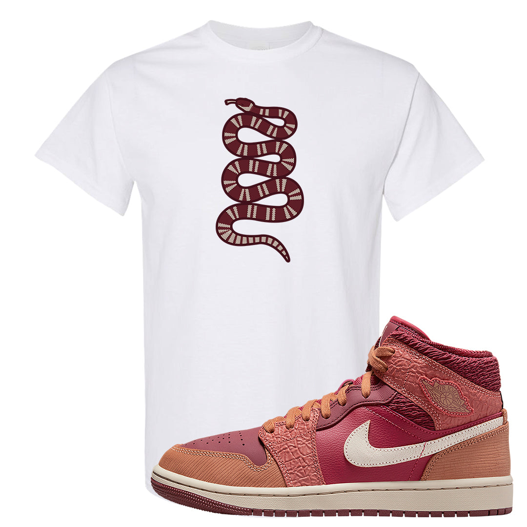 Africa Mid 1s T Shirt | Coiled Snake, White