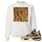Jordan 4 WMNS Mushroom Sneaker Matching White Mushroom Chart Crewneck Sweatshirt