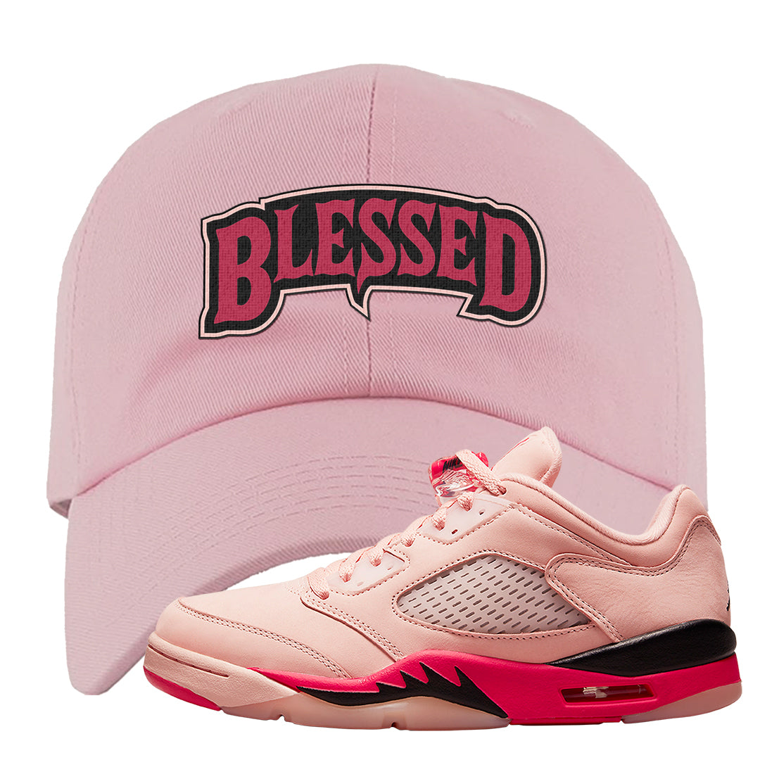 Arctic Pink Low 5s Dad Hat | Blessed Arch, Light Pink