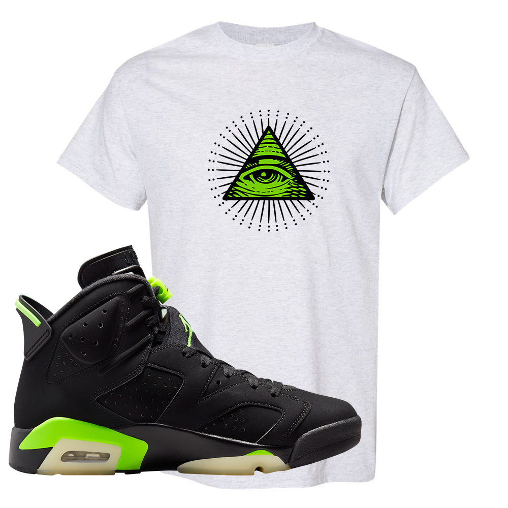 Electric Green 6s T Shirt | All Seeing Eye, Ash